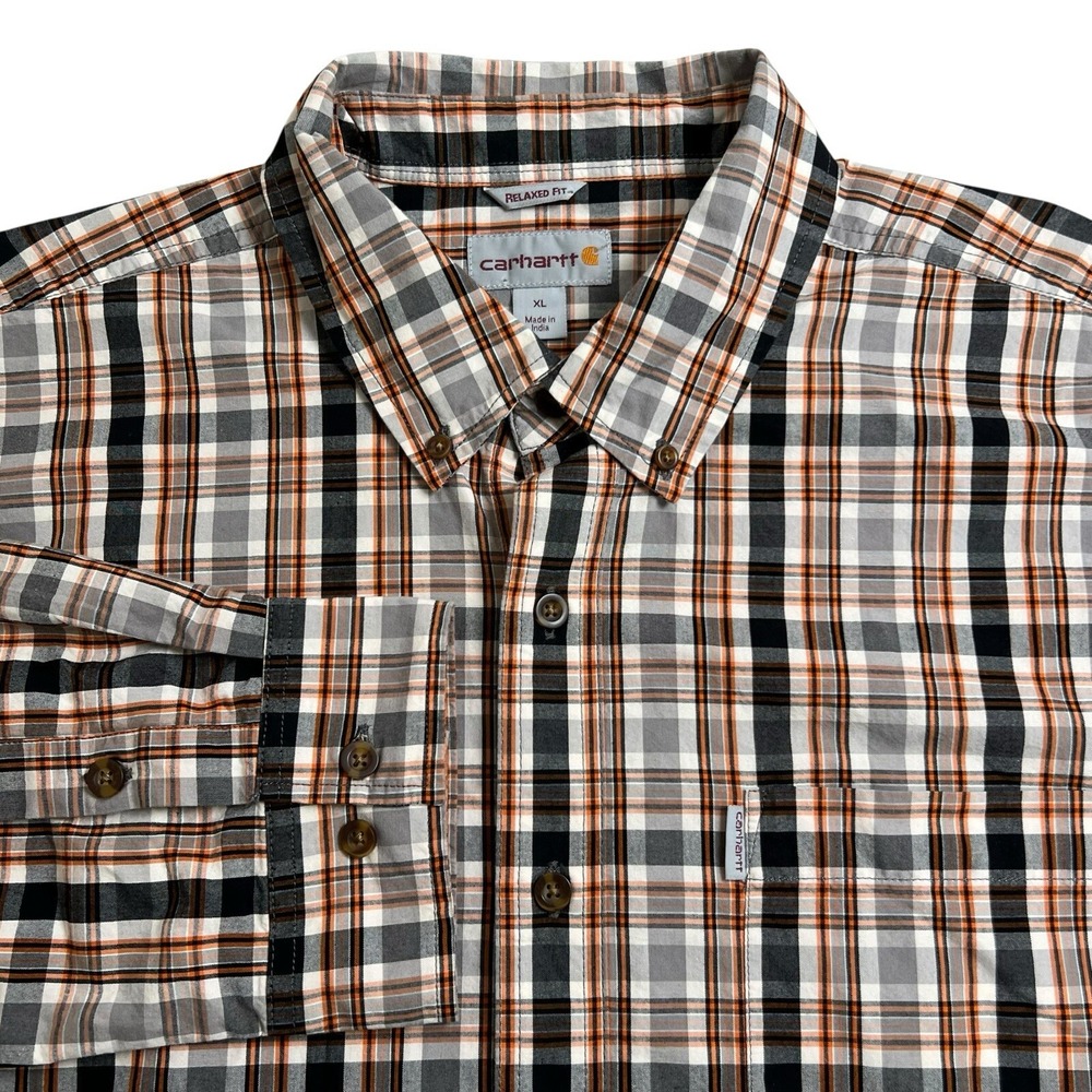 Carhartt Mens XL Multicolor Plaid‎ Relaxed Fit Long Sleeve Button Down Shirt